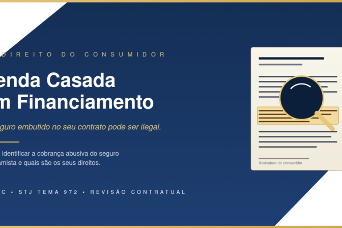 Venda casada em financiamento: ilustração de contrato bancário com cláusula de seguro prestamista destacada sob lupa